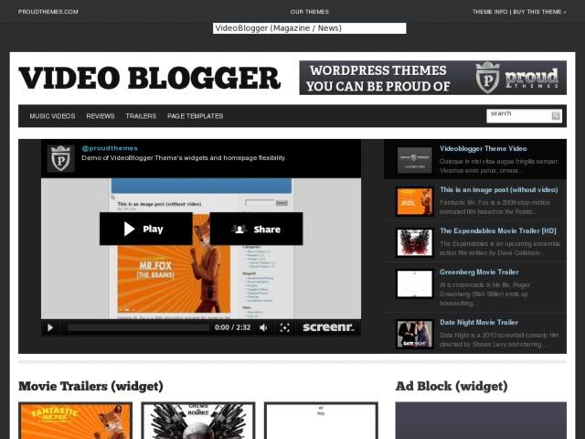 Video Blogger ProudThemes Premium WordPress Theme