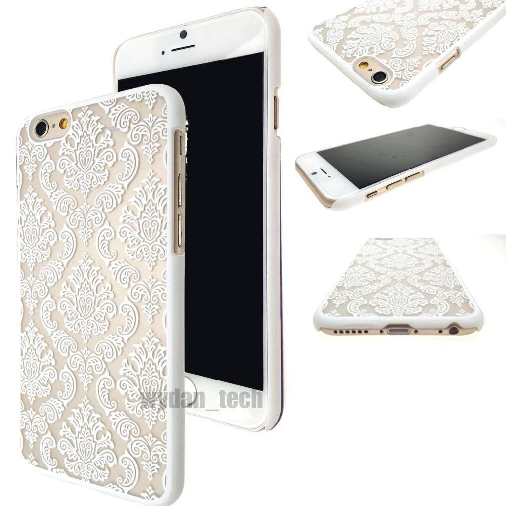 Rubberized Damask Vintage Clear Hard Case Cover For iPhone 6S 6 Plus 5 5S