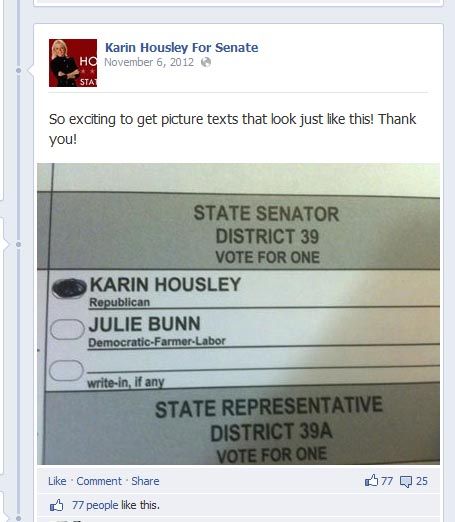 Housley Facebook post of ballot photo