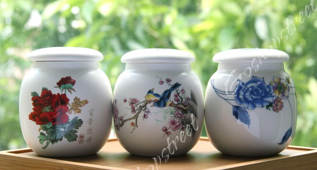 300ml Chinese JingDe Porcelain Ceramic Tea Canister Caddy Set ( Set of