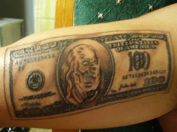 dollar bill sign. dollar sign tattoos.