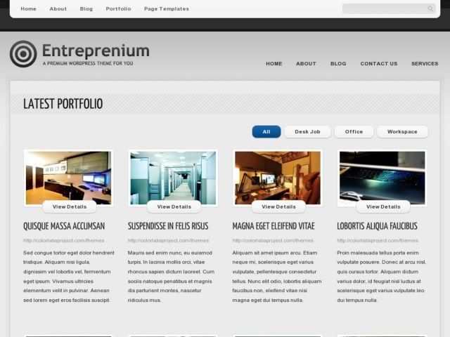 entreprenium wordpress theme portfolio page