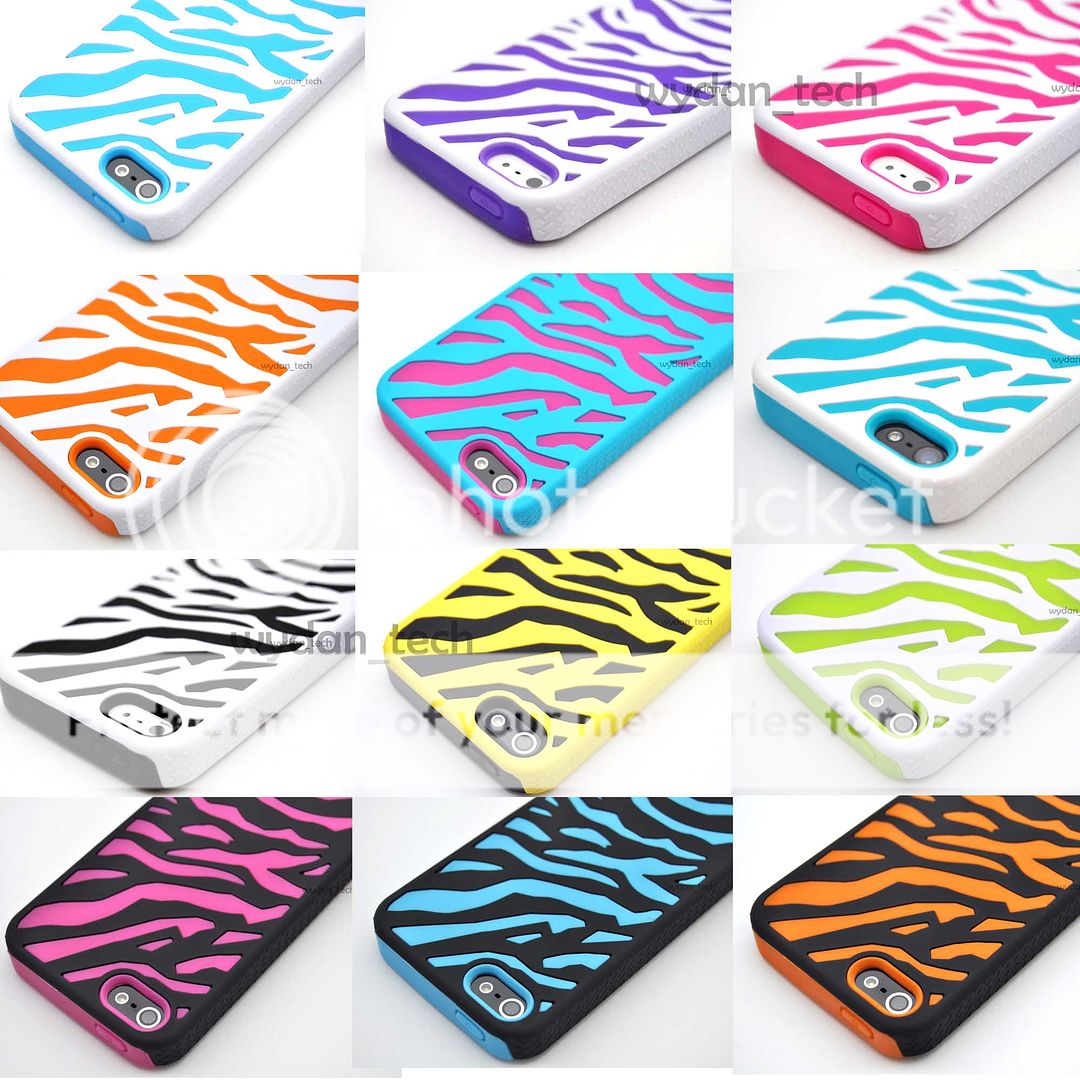 For iPhone 5 Zebra Hybrid Impact Combo Hard Soft Skin Case Cover 5g Accessory