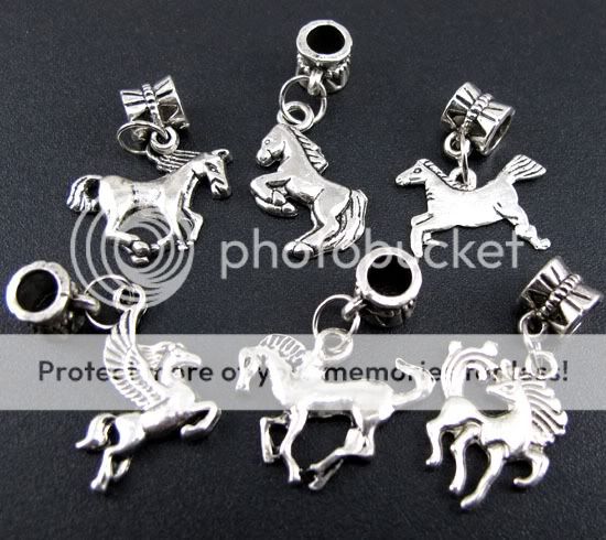 Wholesale 100x Tibetan Silver Mix Horse Dangle Charm Beads Fit 