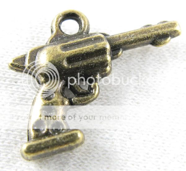 56pcs Antique Bronze Tone Gun Charm Pendants Findings 16x20mm ◆F604A 