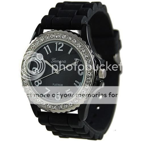 Geneva Trend Silikon Damenuhr Damen Uhr Strass Watch big Armbanduhr