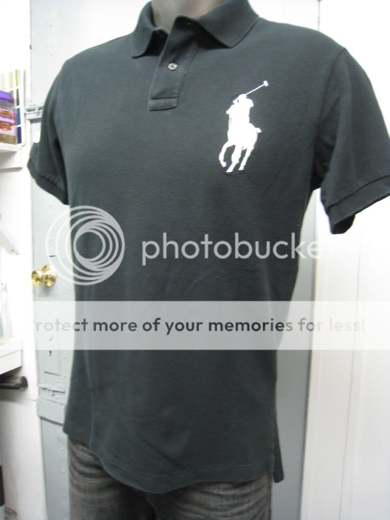 Ralph Lauren Mens custom fit oversized pony black polo shirt in size 